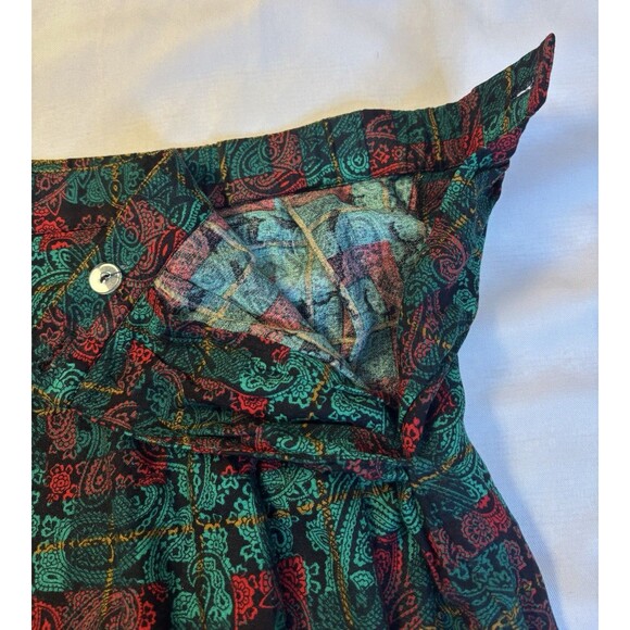 PENDLETON Green Red Paisley A-Line Skirt 12 Vintage Pockets Midi Rayon Holiday - Picture 6 of 10